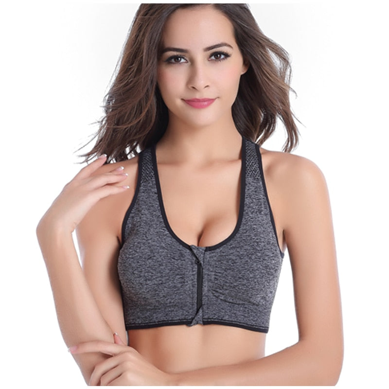 Women's Zipper Push Up Sports Bras,Plus Size Padded Wirefree Breathable Sports Tops,Fitness Gym Yoga Sports Bra Top The Clothing Company Sydney