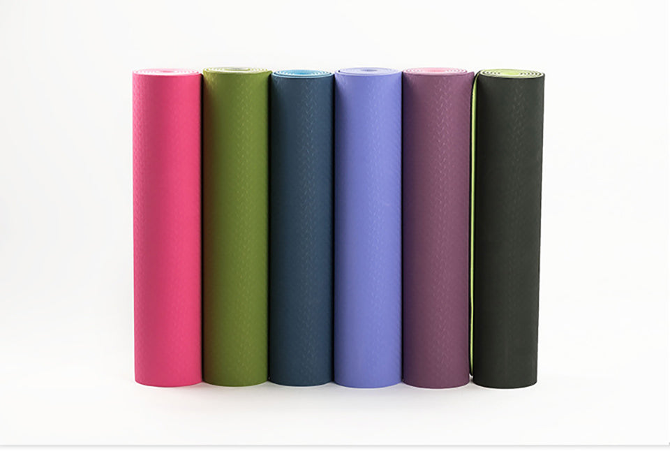 183*61cm 6mm Thick Double Color Non-slip TPE Yoga Mat Quality Exercise Sport Mat for Fitness Gym Home Pad with Carry Bag The Clothing Company Sydney