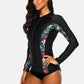 Women's Long Sleeve Zipper Rashguard Swimsuit Floral Print Swimwear Surfing Top Rash Guard Running Shirts UPF50+ The Clothing Company Sydney