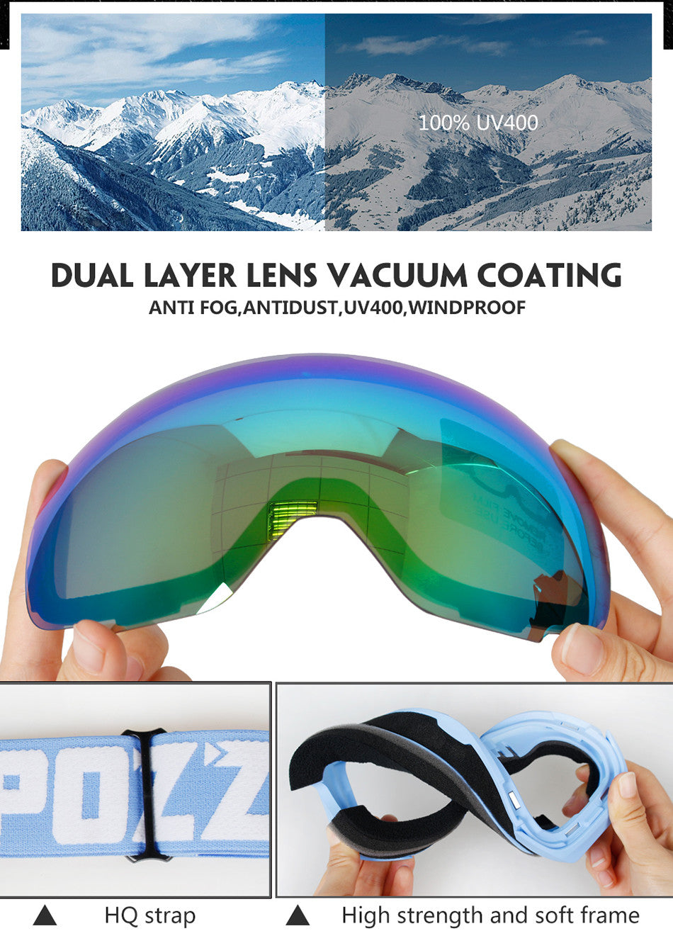 Magnetic Ski Goggles with 2s Quick-Change Lens and Case Set UV400 Protection Anti-Fog Snowboard Ski Glasses for Men Women The Clothing Company Sydney