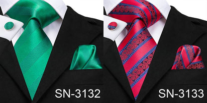 3 Piece Men's Tie Silk Necktie 8.5cm Wide New Fashion Plaid Ties Business Wedding Light Blue Necktie Hanky Cufflinks Set The Clothing Company Sydney