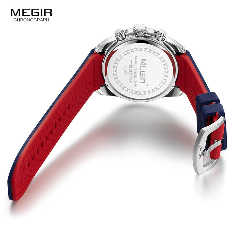 Megir Men's Chronograph Analog Quartz Watch with Date, Luminous Hands, Waterproof Silicone Rubber Strap Wristswatch Clothing Company Sydney