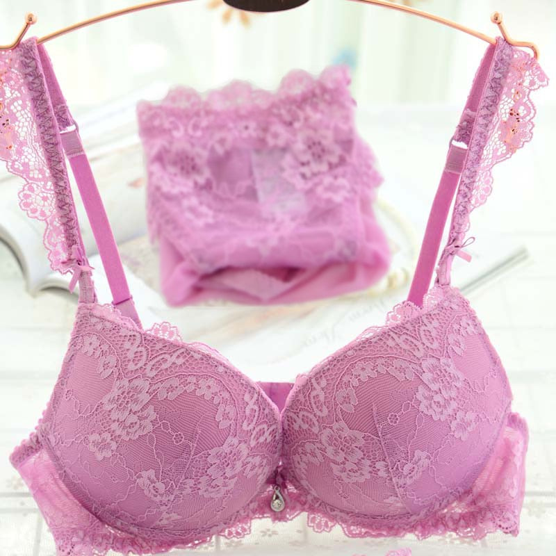 2 Piece underwear Set Lace Push-up Bra And Panty Sets Bow Comfortable Brassiere Bra Adjustable Deep V Lingerie The Clothing Company Sydney
