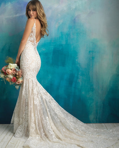 Spaghetti Straps V-neck Backless Beading Appliques Lace Mermaid Bridal Wedding Dress The Clothing Company Sydney