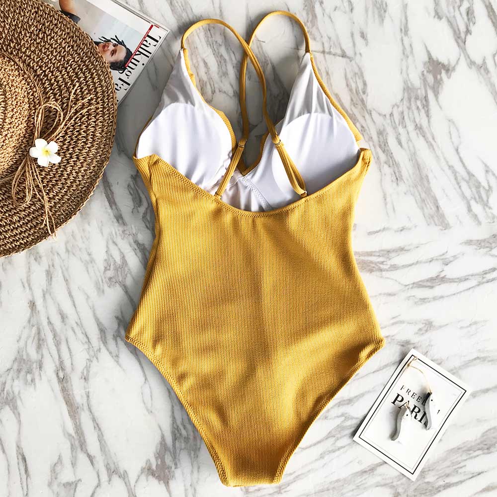 Solid One-piece Swimsuit Falbala V neck Ruffle Monokini  Beach Bathing Suit Swimwear The Clothing Company Sydney