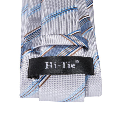 3 Piece Men's Tie Silk Necktie 8.5cm Wide New Fashion Plaid Ties Business Wedding Light Blue Necktie Hanky Cufflinks Set The Clothing Company Sydney