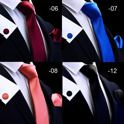 3 Piece Men's Silk Tie Set 8cm Ties Handkerchief Cufflinks Sets Red Gold Purple Necktie for Men Wedding Gift The Clothing Company Sydney