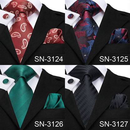 3 Piece Men's Tie Silk Necktie 8.5cm Wide New Fashion Plaid Ties Business Wedding Light Blue Necktie Hanky Cufflinks Set The Clothing Company Sydney