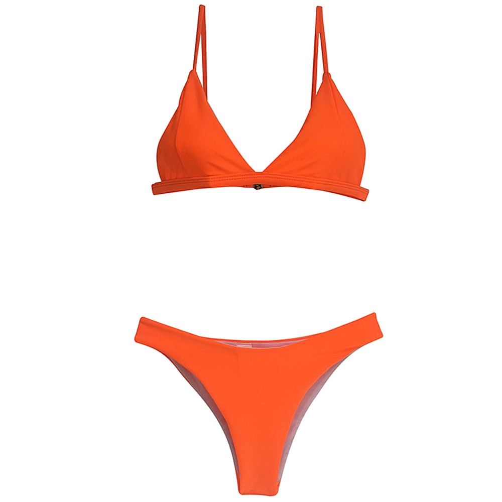 Summer Solid Beach Swimsuit Swimsuits Halter Swimwear Swimsuit Thong Bikini Sets Orange Pink Yellow The Clothing Company Sydney