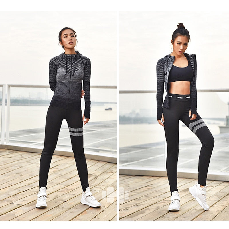 Front Zipper hooded Yoga Shirts Long Sleeve Yoga Top Sportswear Quick Dry  Tracksuit Running Jacket The Clothing Company Sydney