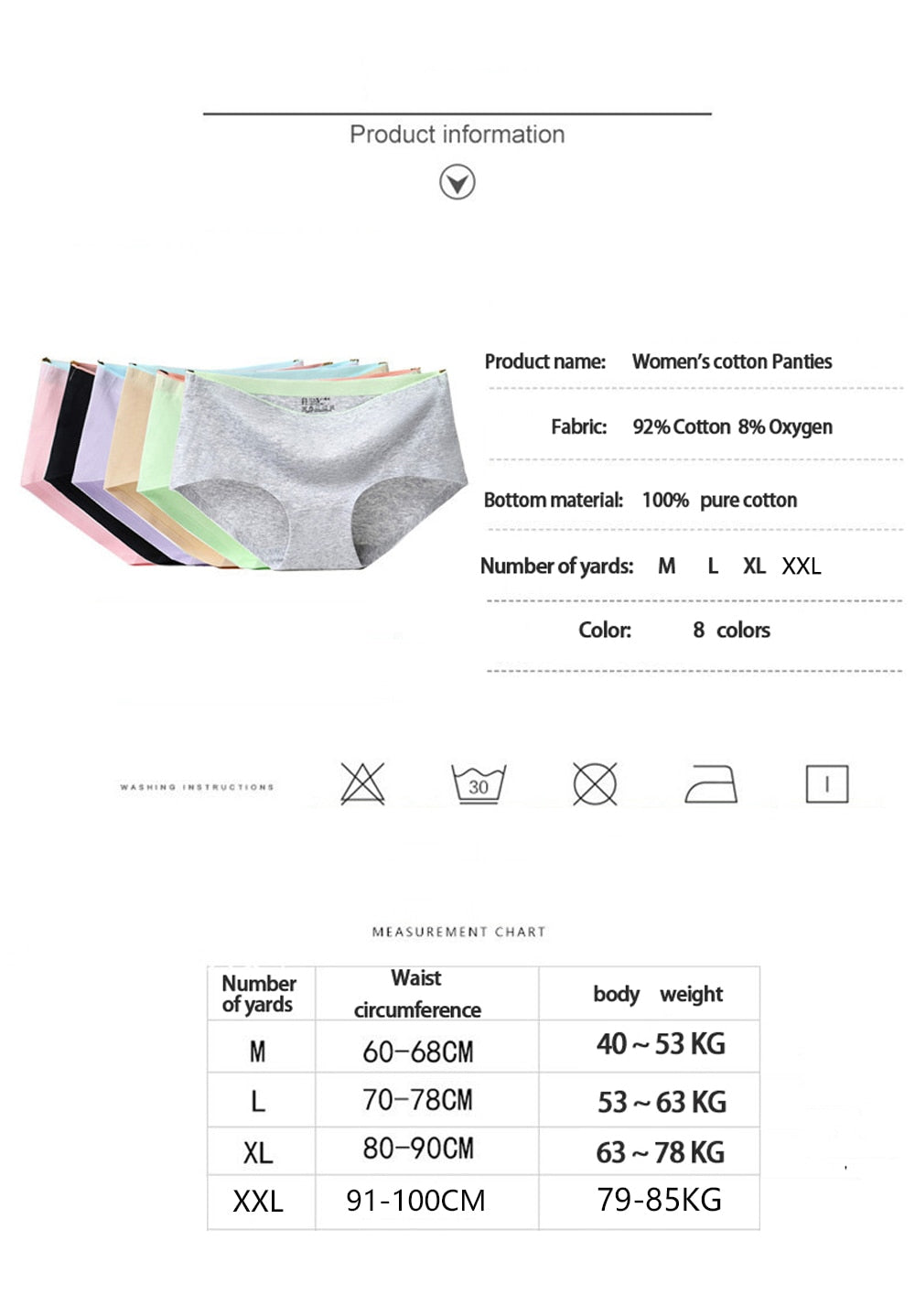 8 Pack Briefs for Women fashion panties Solid seamless underpants  panties cotton underwear knickers Briefs The Clothing Company Sydney