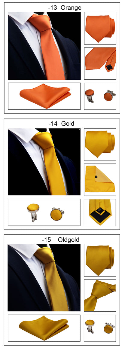 3 Piece Men's Silk Tie Set 8cm Ties Handkerchief Cufflinks Sets Red Gold Purple Necktie for Men Wedding Gift The Clothing Company Sydney