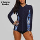 Women's Long Sleeve Zipper Rashguard Swimsuit Floral Print Swimwear Surfing Top Rash Guard Running Shirts UPF50+ The Clothing Company Sydney