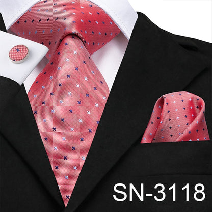 3 Piece Men's Tie Silk Necktie 8.5cm Wide New Fashion Plaid Ties Business Wedding Light Blue Necktie Hanky Cufflinks Set The Clothing Company Sydney