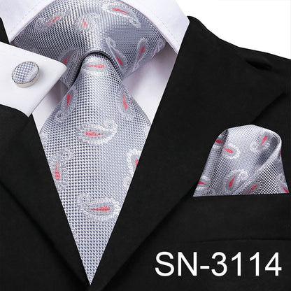 3 Piece Men's Tie Silk Necktie 8.5cm Wide New Fashion Plaid Ties Business Wedding Light Blue Necktie Hanky Cufflinks Set The Clothing Company Sydney