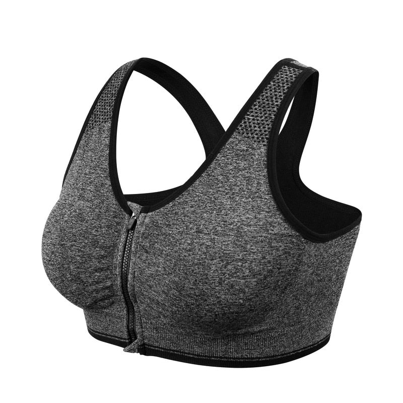 Women's Zipper Push Up Sports Bras,Plus Size Padded Wirefree Breathable Sports Tops,Fitness Gym Yoga Sports Bra Top The Clothing Company Sydney