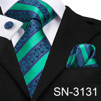 3 Piece Men's Tie Silk Necktie 8.5cm Wide New Fashion Plaid Ties Business Wedding Light Blue Necktie Hanky Cufflinks Set The Clothing Company Sydney