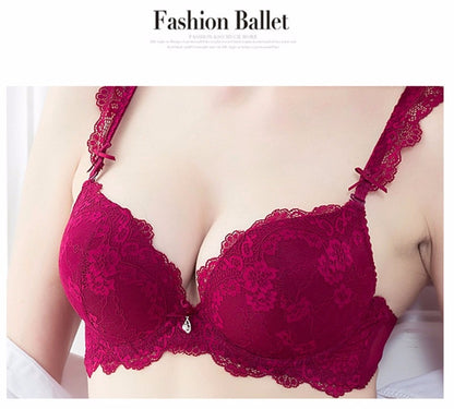 2 Piece underwear Set Lace Push-up Bra And Panty Sets Bow Comfortable Brassiere Bra Adjustable Deep V Lingerie The Clothing Company Sydney