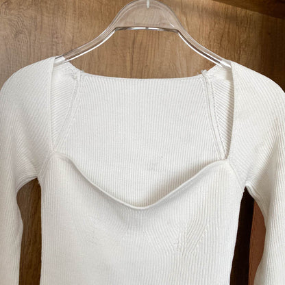Square Collar Long Sleeve Knitted Pullover Spring Autumn Sweater Winter Top Jumper The Clothing Company Sydney