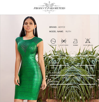 Summer Green Gold Lace Bandage Dress Hollow Out Bodycon Club Celebrity Evening Runway Party Ladies Dresses The Clothing Company Sydney
