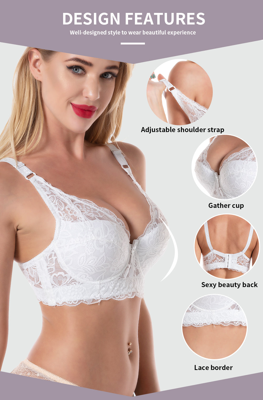 Plus size Sexy Bra Women Lace Bralette Lingerie Push Up Underwear