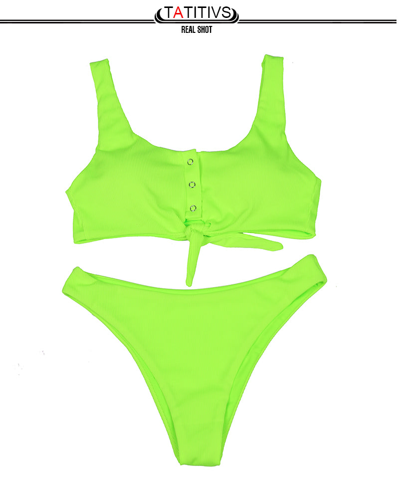 Ribbed Bikini Sets Swimsuit Tie Front Two Pieces Sport Swimwear Beach Brazilian Bathing Suit The Clothing Company Sydney