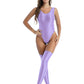 Women's Glossy Stretchy Swimming Suit Swimwear Swimsuit Sleeveless High Cut Slim Fit Bodysuit with Stocking Outfits Clubwear The Clothing Company Sydney