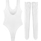 Women's Glossy Stretchy Swimming Suit Swimwear Swimsuit Sleeveless High Cut Slim Fit Bodysuit with Stocking Outfits Clubwear The Clothing Company Sydney