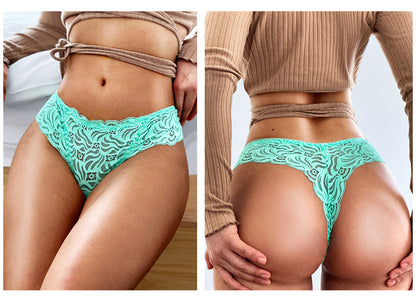 Lace Low-waist Briefs Breathable Embroidery Underwear Transparent Panties G String Underpant Lingerie The Clothing Company Sydney