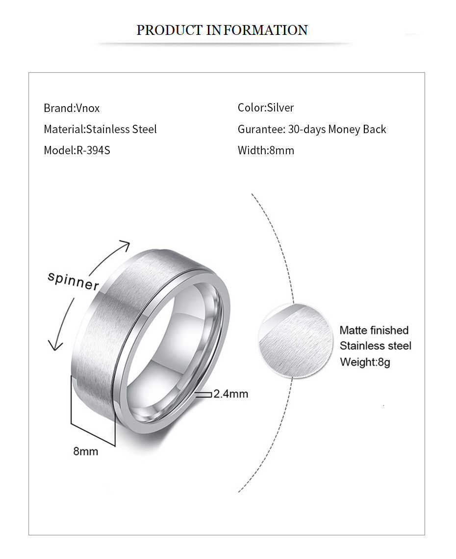 6/8mm Spinner Ring for Men Stress Release Accessory Classic Stainless Steel Wedding Band Casual Sport Jewellery The Clothing Company Sydney