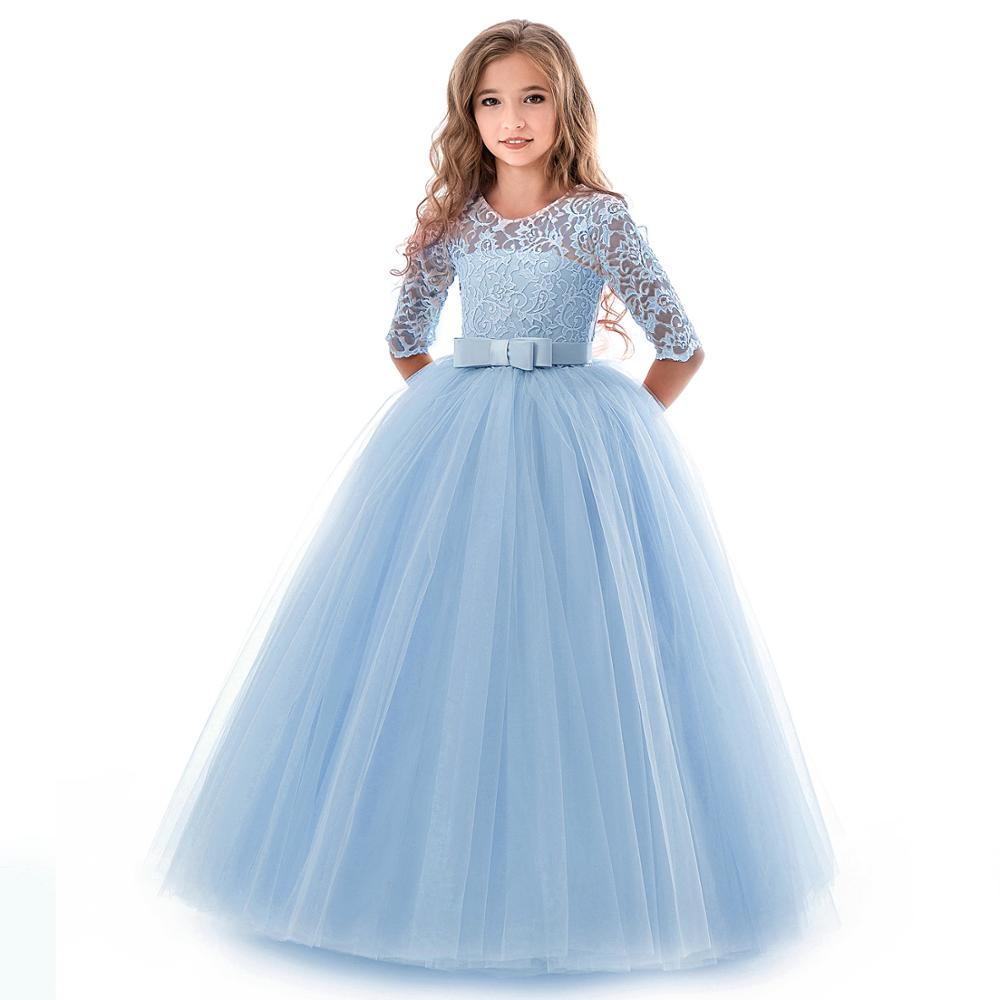 Princess Lace Dress Kids Flower Embroidery Dress For Girls Vintage Children Dresses For Wedding Party Formal Ball Gown The Clothing Company Sydney