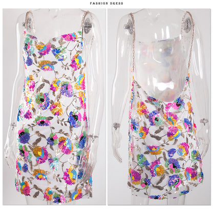 Sequin Backless Slip Mini Chain Straps Short Tulle Cocktail Summer Party Night Lush Prom Dress The Clothing Company Sydney