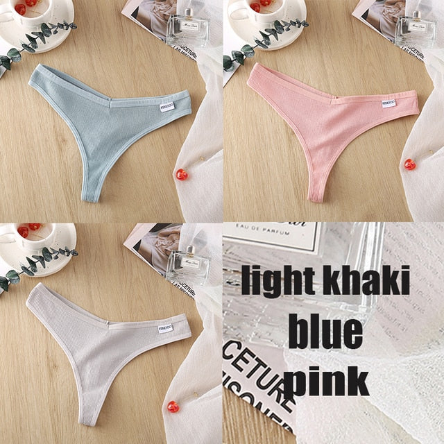 3 Pack 8 Colors Thong G-String Cotton Mix Thongs Panties V Waist Underpants Pantys Lingerie The Clothing Company Sydney