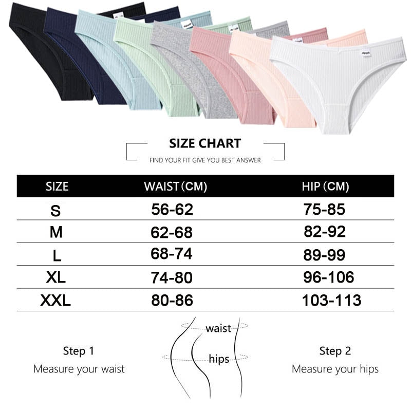 Panties Striped Cotton Underwear Solid Color Briefs Low-Rise Soft Panty Women Underpants Female Lingerie The Clothing Company Sydney