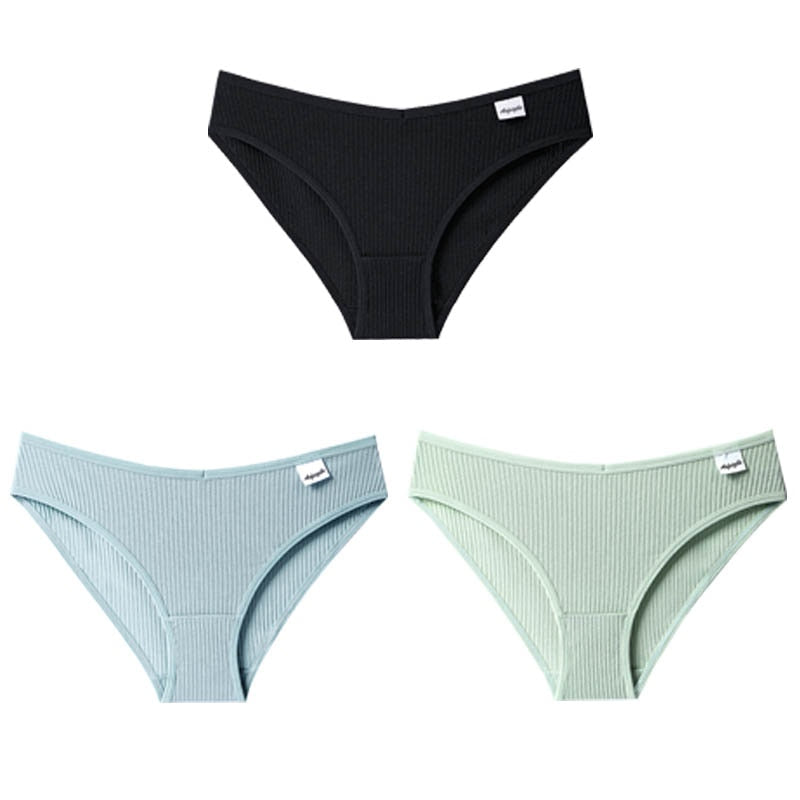 Panties Striped Cotton Underwear Solid Color Briefs Low-Rise Soft Panty Women Underpants Female Lingerie The Clothing Company Sydney