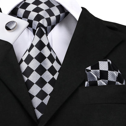 3 Piece Business Classic Blue Black Striped Solid Neck Tie Necktie Pocket Square Cufflinks Wedding Party Silk Tie Set The Clothing Company Sydney