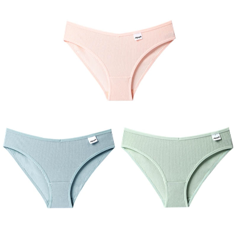 Panties Striped Cotton Underwear Solid Color Briefs Low-Rise Soft Panty Women Underpants Female Lingerie The Clothing Company Sydney