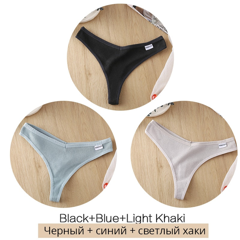 3 pack/Set Women's Cotton Mix Thongs Panties Low Waist G-String Briefs Ladies Brazilian Lingerie Girls Breathable Intimates The Clothing Company Sydney