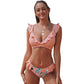 Tropical Pink Ruffle Bikini Sets Lace Up Low-waist Swimsuit Two Piece Swimwear Beach Bathing Suits The Clothing Company Sydney