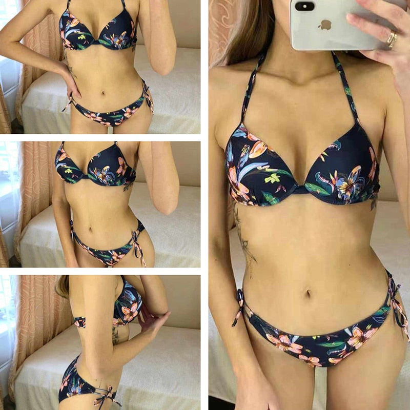 2 Piece Bikini Push Up Swimwear Print Floral Bikinis Set Swimsuit Bathing Suit Two Piece Summer Beach Wear The Clothing Company Sydney