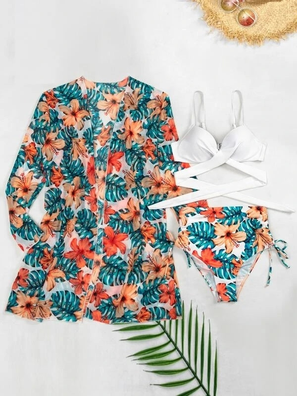 Print Floral Swimsuits 3 Piece Beach Bikinis Set Push Up Swimwear Bather Bathing Suit The Clothing Company Sydney