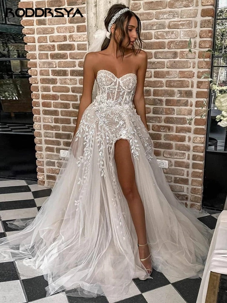 Beach Wedding Dresses For Bride Elegant Lace Boho Wedding Gowns