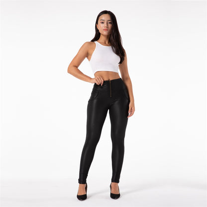 Melody Black Pleather Pants Womens Heat Fleece Lined Leggings Pu Skinny Push Up Trousers The Clothing Company Sydney