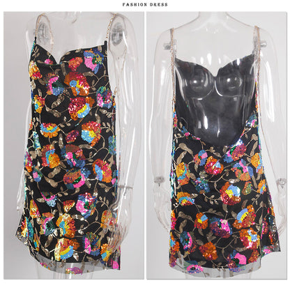 Sequin Backless Slip Mini Chain Straps Short Tulle Cocktail Summer Party Night Lush Prom Dress The Clothing Company Sydney