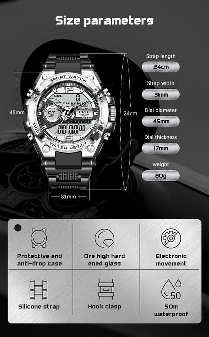 Digital Men Military Watch 50m Waterproof Wristwatch LED Quartz Clock Sport Watch Male Big Watches The Clothing Company Sydney