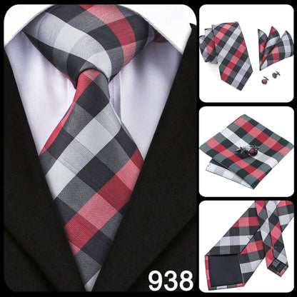 3 Piece Business Classic Blue Black Striped Solid Neck Tie Necktie Pocket Square Cufflinks Wedding Party Silk Tie Set The Clothing Company Sydney