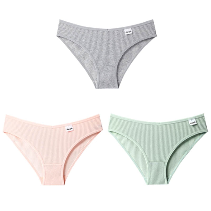 Panties Striped Cotton Underwear Solid Color Briefs Low-Rise Soft Panty Women Underpants Female Lingerie The Clothing Company Sydney