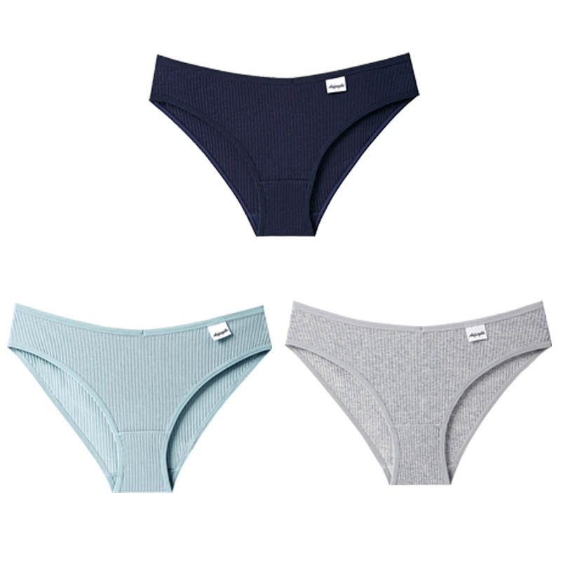 Panties Striped Cotton Underwear Solid Color Briefs Low-Rise Soft Panty Women Underpants Female Lingerie The Clothing Company Sydney