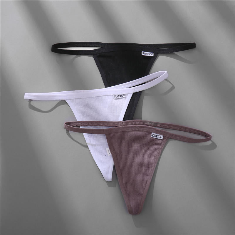 Women's Cotton Mix Underwear Ladies Thongs Panties Low Rise G-String Female T-Back Briefs Bikini Lingerie Solid Color Knickers The Clothing Company Sydney
