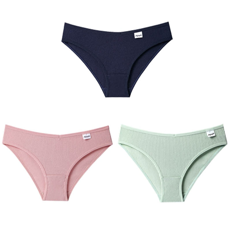 Panties Striped Cotton Underwear Solid Color Briefs Low-Rise Soft Panty Women Underpants Female Lingerie The Clothing Company Sydney